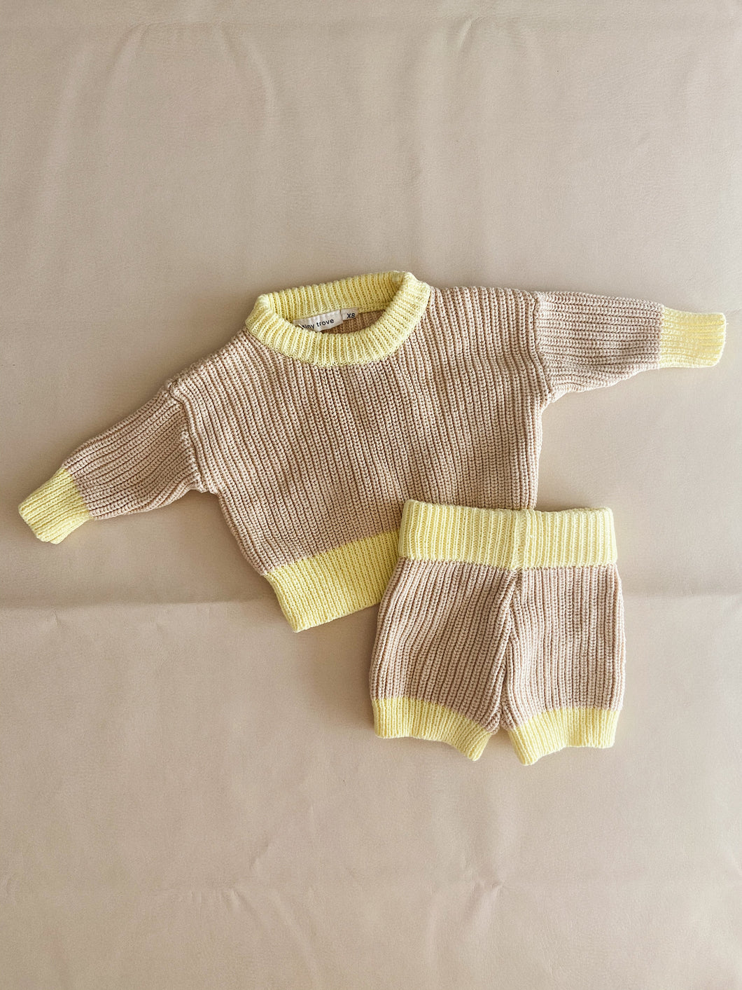 Watson Contrast Knit Set - Caramel/Yellow