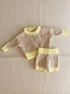 Watson Contrast Knit Jumper - Caramel/Yellow