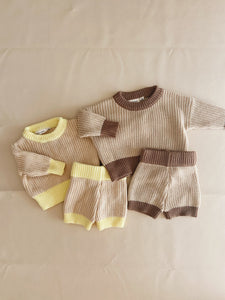 Watson Contrast Knit Set - Caramel/Yellow