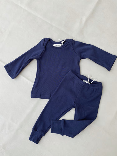 Willow Mini Ribbed Lounge Set - Midnight