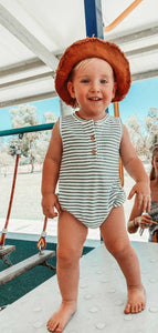 Uma Terry Towel Bodysuit - Fern Stripe