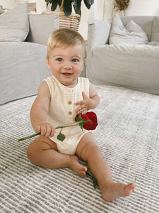 Uma Terry Towel Bodysuit - Lemon Stripe