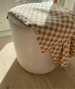 Revie Checkerboard Knit Blanket - Beige