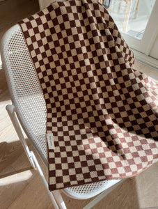 Revie Checkerboard Knit Blanket - Cocoa