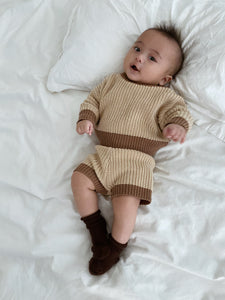 Watson Contrast Knit Set - Caramel/Cocoa