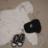 Rumi Logo Hoodie Shorts - Milk (Black Logo)
