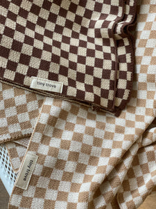 Revie Checkerboard Knit Blanket - Cocoa