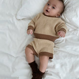 Watson Contrast Knit Shorts - Caramel/Cocoa