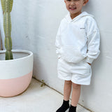 Rumi Logo Hoodie Shorts - Milk (Black Logo)