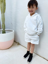Load image into Gallery viewer, Rumi Logo Hoodie Shorts - Milk (Black Logo)