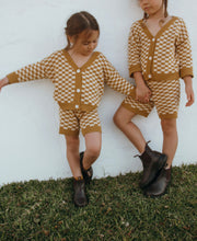 Load image into Gallery viewer, Quincy Checkerboard Knit Set - Dijon/Milk